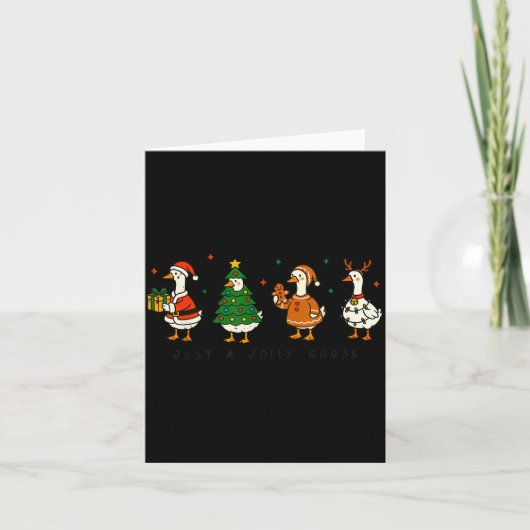 Retro Funny Just A Jolly Goose Santa Christmas Tre Karte (Vorderseite)