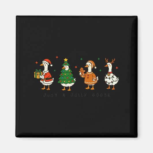 Retro Funny Just A Jolly Goose Santa Christmas Tre Magnet (Vorne)