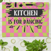 Retro Funny Kitchen Sprichwort Rosa Grün Geschirrtuch (Gefaltet)