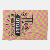 Retro Funny Kitchen Sprichwort Rosa Grün Geschirrtuch (Horizontal)