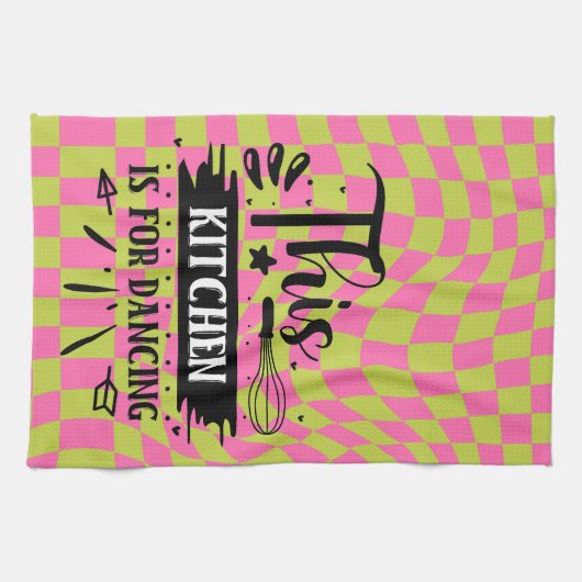 Retro Funny Kitchen Sprichwort Rosa Grün Geschirrtuch (Horizontal)