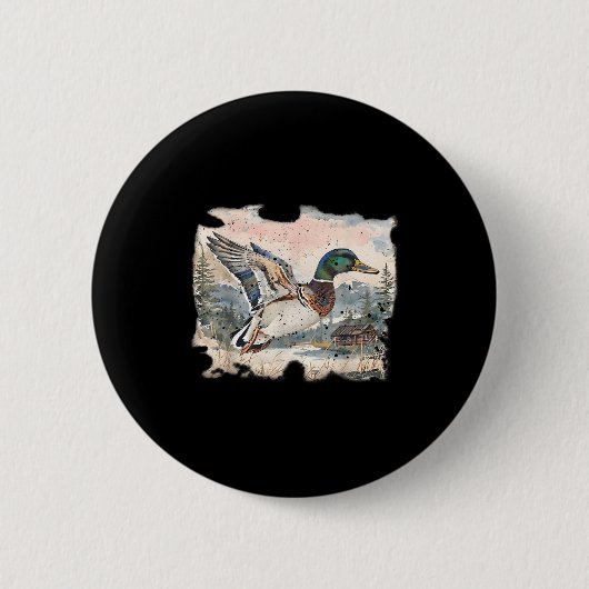 Retro Funny Mallard Duck Waterfowl Hunting Cozy Se Button (Vorderseite)