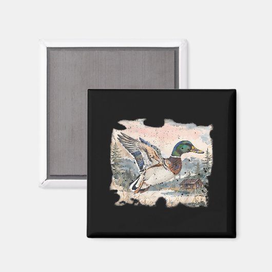 Retro Funny Mallard Duck Waterfowl Hunting Cozy Se Magnet (Vorderseite/Rückseite)