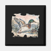 Retro Funny Mallard Duck Waterfowl Hunting Cozy Se Magnet (Vorne)