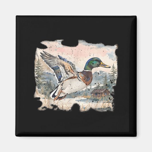 Retro Funny Mallard Duck Waterfowl Hunting Cozy Se Magnet (Vorne)