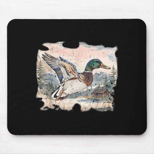 Retro Funny Mallard Duck Waterfowl Hunting Cozy Se Mousepad (Vorne)