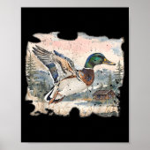 Retro Funny Mallard Duck Waterfowl Hunting Cozy Se Poster (Vorne)