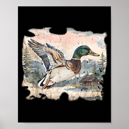 Retro Funny Mallard Duck Waterfowl Hunting Cozy Se Poster (Vorne)