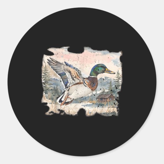 Retro Funny Mallard Duck Waterfowl Hunting Cozy Se Runder Aufkleber (Vorderseite)