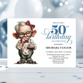 Retro Funny Man 50th Birthday Bash Humor Invite Einladung