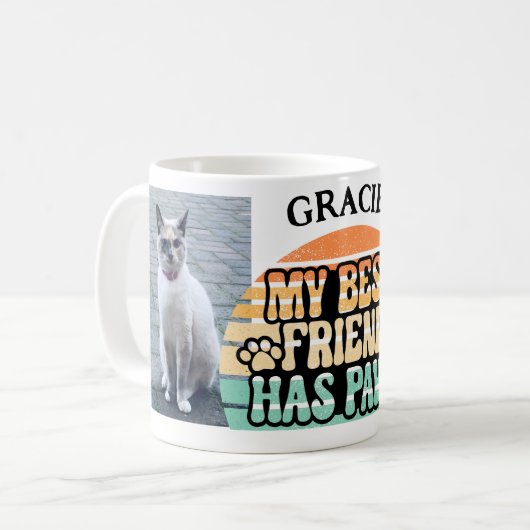Retro Funny mein bester Freund hat Paws Pet 2 Foto Kaffeetasse (Vorderseite Links)