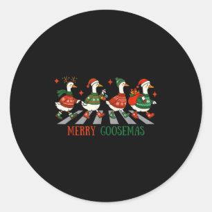 Retro Funny Merry Goosemas Albern Gänse Weihnachte Runder Aufkleber