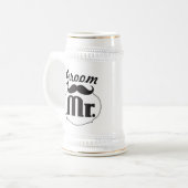 Retro Funny Mr Mustache Groom Bierglas (Vorderseite Links)