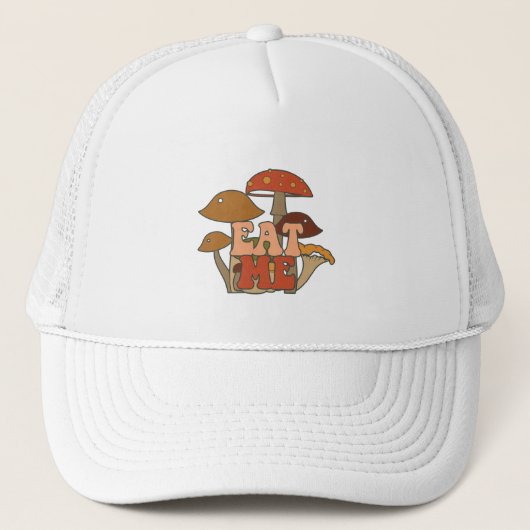 Retro Funny Mushroom | Essen Sie mich Truckerkappe (Vorderseite)