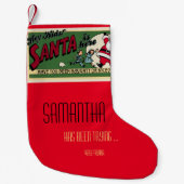 Retro Funny "Naughty or Nice" Santa Monogram Kleiner Weihnachtsstrumpf (Vorderseite)