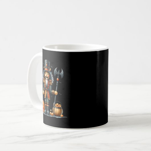 Retro Funny Nutcracker And Pumkins Hallothanksmas  Kaffeetasse (Vorderseite Links)