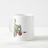 Retro Funny Octopus Drinks Kaffeetasse (Vorderseite Links)