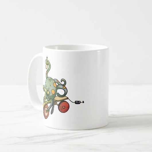 Retro Funny Octopus Drinks Kaffeetasse (Vorderseite Links)