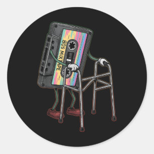 Retro Funny Old Cette Tape Walker Vergiss nie Flo Runder Aufkleber