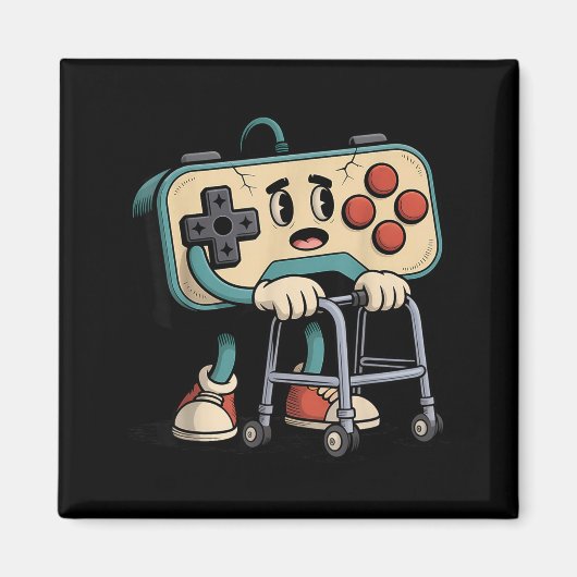 Retro Funny Old Gamer 80s 90s Clic Video Game Humo Magnet (Vorne)