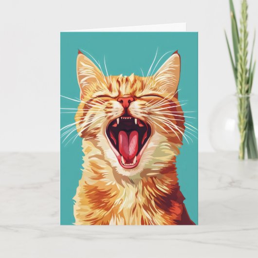 Retro Funny Orange Cat Feiertagskarte (Vorderseite)