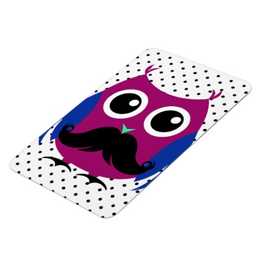 Retro Funny Owl mit Handlebar Mustache Magnet (Linke Seite)