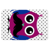 Retro Funny Owl mit Handlebar Mustache Magnet (Horizontal)