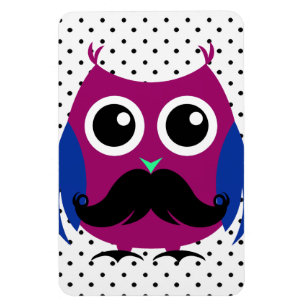 Retro Funny Owl mit Handlebar Mustache Magnet