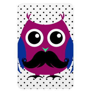 Retro Funny Owl mit Handlebar Mustache Magnet