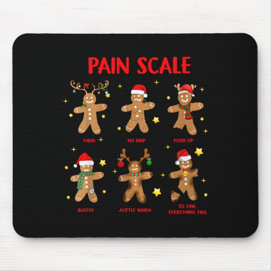 Retro Funny Pain Scale Gingerbread Nurse Christmas Mousepad (Vorne)