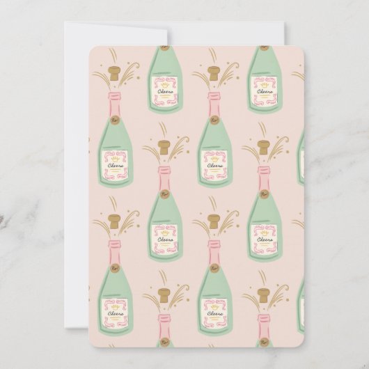 Retro Funny Peach Champagne Junggeselinnen-Abschie Einladung (Rückseite)