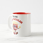 Retro Funny Popcorn Spaß-Geschenk für Freunde Zweifarbige Tasse (Vorderseite Links)