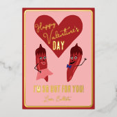 Retro Funny Red Hot Pepper Valentine's Day Gold Folien Feiertagskarte (Vorderseite)