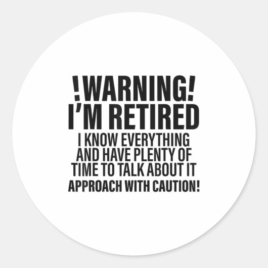 Retro Funny Retirement Rtiree Warner Im Remüde Runder Aufkleber (Vorderseite)