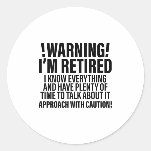 Retro Funny Retirement Rtiree Warner Im Remüde Runder Aufkleber (Vorderseite)