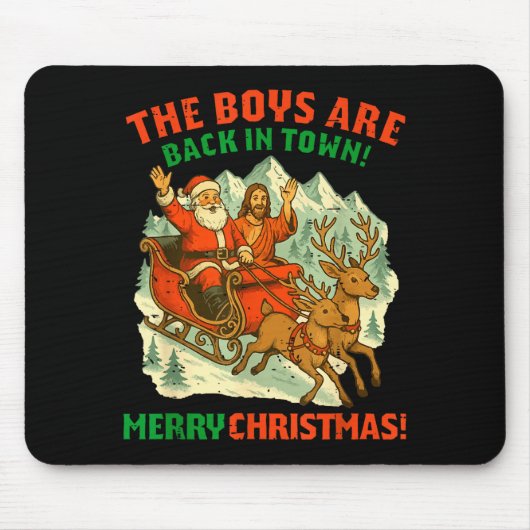 Retro Funny Santa Jesus The Boys Are Back In Town  Mousepad (Vorne)