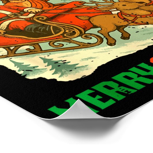 Retro Funny Santa Jesus The Boys Are Back In Town Poster (Ecke)