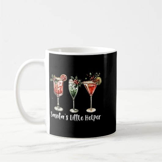 Retro Funny Santa's Little Helper Martini Merry Ch Kaffeetasse (Links)
