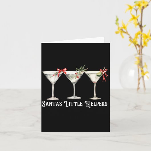 Retro Funny Santa's Little Helper Martini Merry Ch Karte (Gelbe Blume)