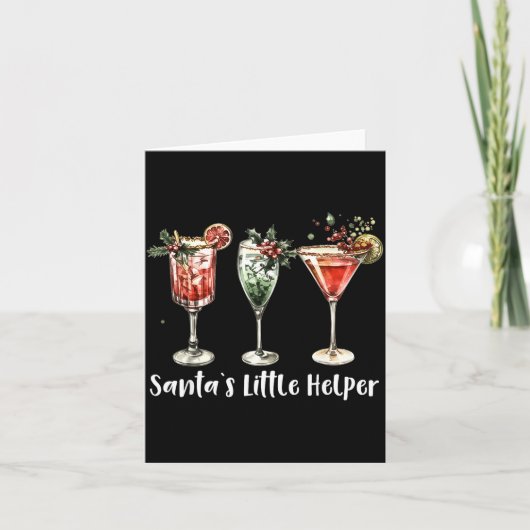 Retro Funny Santa's Little Helper Martini Merry Ch Karte (Vorderseite)