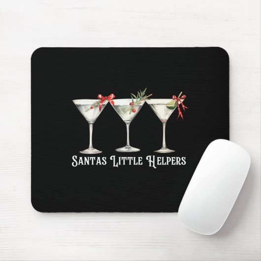 Retro Funny Santa's Little Helper Martini Merry Ch Mousepad (Mit Mouse)