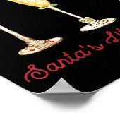 Retro Funny Santa's Little Helper Martini Merry Ch Poster (Ecke)