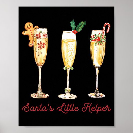 Retro Funny Santa's Little Helper Martini Merry Ch Poster (Vorne)