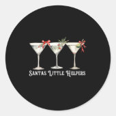 Retro Funny Santa's Little Helper Martini Merry Ch Runder Aufkleber (Vorderseite)