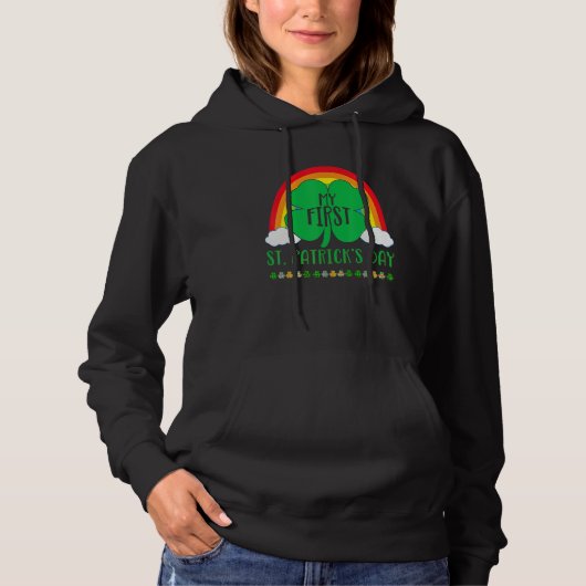 Retro Funny Shamrock Irish Happy 1st St.Patrick's  Hoodie (Vorderseite)