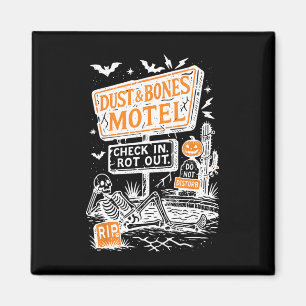 Retro Funny Skeleton Staub und Knochen Motel Spook Magnet