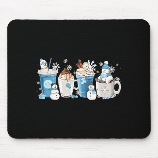 Retro Funny Snowman Winter Coffee C Latte Cozy Sea Mousepad (Vorne)