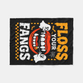 Retro Funny Teeth Floss Your Fangs Dentist Soky Ha Fleecedecke (Vorderseite (Horizontal))