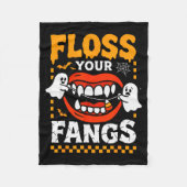 Retro Funny Teeth Floss Your Fangs Dentist Soky Ha Fleecedecke (Vorderseite)