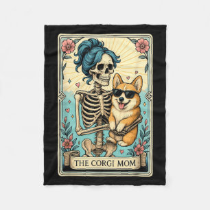 Retro Funny The Corgi Mama Tarot Card Skeletthalle Fleecedecke